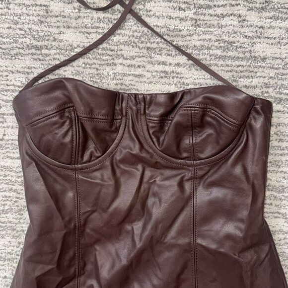 NWT H:OURS Blake Mini Dress in Dark Brown Small Revolve - Picture 4 of 14